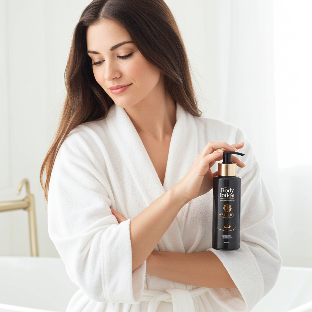 Body lotion picture with model